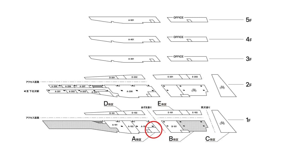 【現在POPUP出店の受付を停止しております】ミカン下北との施設タイアップのご希望についてのみお問い合わせ受け付けておりますの図面・フロアマップ