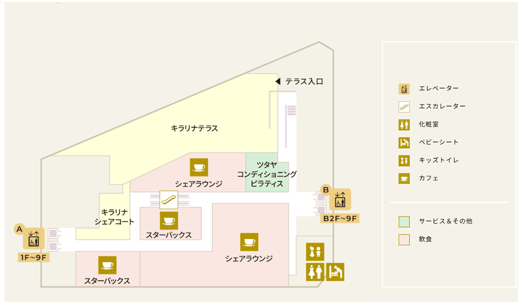 プロモーションに最適、駅直結の商業施設内9Fイベントスペース(キラリナシェアコート)の図面・フロアマップ